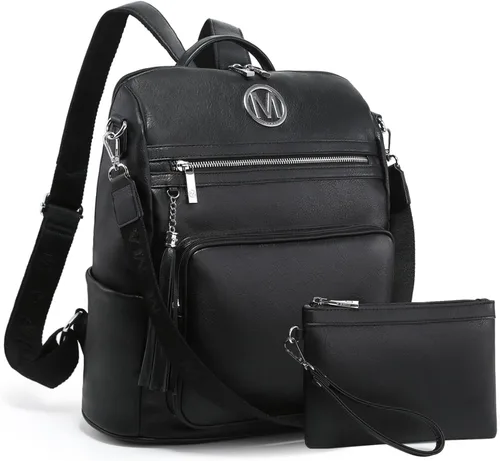 Miniatura 79 de MKP COLLECTION Mochila de moda para mujer, bolsa convertible grande para mujer, mochila de viaje, bolsa de hombro, juego de 2 piezas con borla, Beige