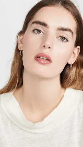 Miniatura 3 de Aretes pequeños de cadena ovalada cuadrada de 14 quilates para mujer, Metal, No aplicable