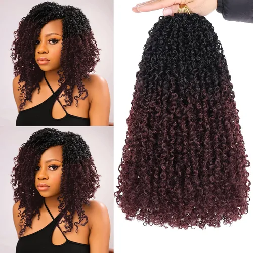 Miniatura 43 de Unionbeauty - Paquete de 8 trenzas de ganchillo Yanky Twist de 6 pulgadas, 8 paquetes, color negro natural, micro Passion Twist, extensiones