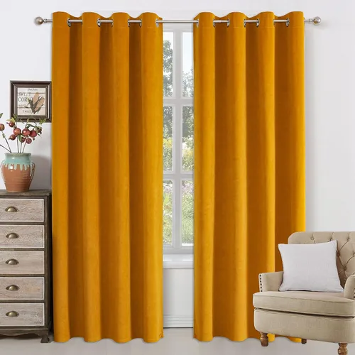 Miniatura 21 de CUCRAF Cortinas opacas de terciopelo negro de 63 pulgadas de largo, con aislamiento térmico, reducción de ruido, bolsillo para barra, cortinas