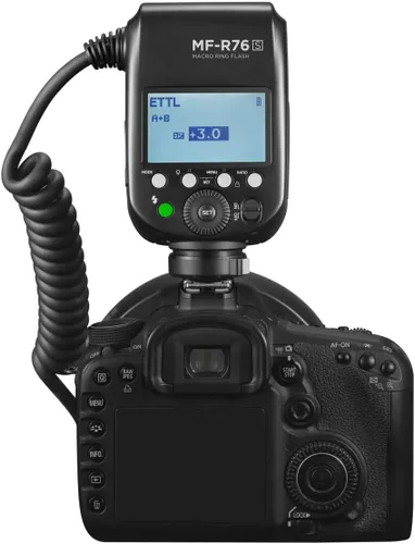 Miniatura 3 de Flashpoint MF-R76 TTL Macro Ring Flash para cámara Sony, ajuste de potencia, tiempo de reciclaje de 0.1-1s, anillo macro flash de 76 W alimentado