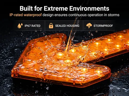 Miniatura 4 de CFLMYYXGS12V-24V Luz de señal de flecha LED impermeable ámbar con carcasa transparente para vehículos de construcción, barredoras, carros de agua