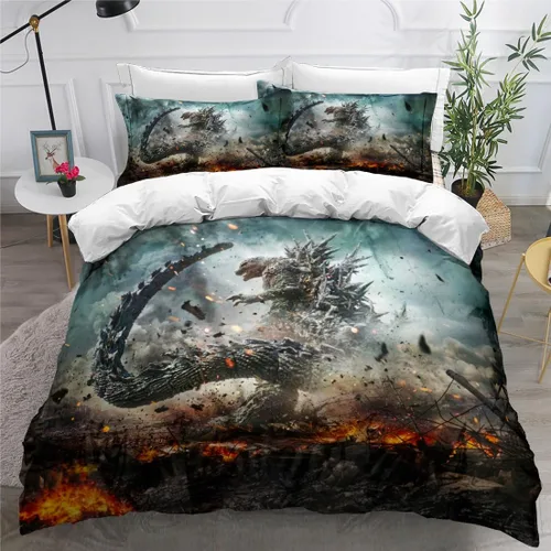 Miniatura 9 de Juego de funda de edredón de tamaño individual, funda de edredón de dinosaurio para hombres, juego de ropa de cama 3D para niños y niños, microfibra