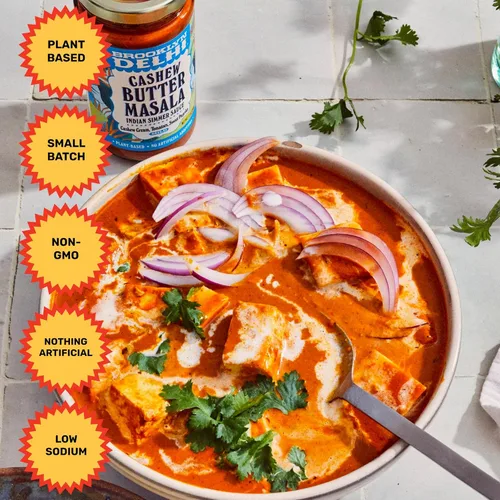 Miniatura 6 de Brooklyn Delhi Masala de mantequilla de anacardo - Salsa india a fuego lento con tomates crema de anacardo, pimentón dulce, 12 onzas, lo