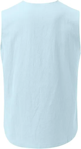 Miniatura 3 de Camisetas sin mangas de verano para hombre camisetas casuales de verano playa hippie camisetas de entrenamiento con bolsillo en el pecho