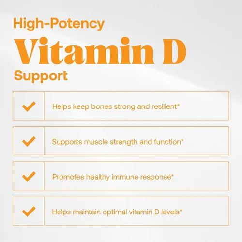 Miniatura 2 de Omax3 Vitamina D3 de alta potencia 5,000 UI (125 mcg) Huesos, músculos y articulaciones fuertes, salud cardíaca, inmunidad, sin OMG, sin gluten, sin