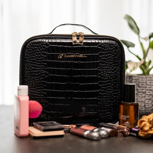 Miniatura 6 de Carrywell Estuche de viaje para maquillaje, no hecho en China, estuche de tren duro para cosméticos, organizador portátil de artistas de belleza