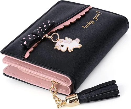 Miniatura 7 de UTO Wallet for Girls Cute Leather Vegan Small Women Tassel Pendant Card Holder Kawaii Coin Purse 1095