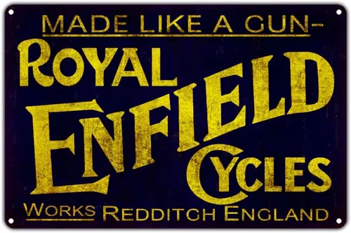 Royal Enfield Cycles Made Like A Gun Redditch England Vintage Retro Metal Decor Art Shop Letrero de aluminio de 8 x 12 pulgadas