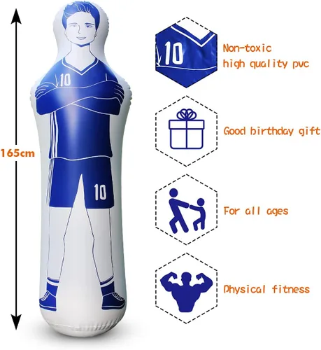 Miniatura 6 de SUNSHINEMALL Maniquíes inflables para práctica de fútbol americano con postes, equipo de entrenamiento de fútbol Muñeco de pared para portero