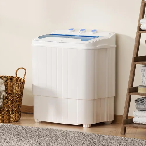Miniatura 2 de INTERGREAT Lavadora portátil, lavadora portátil de 18 libras con ciclo de centrifugado y secadora, lavadora semiautomática combinada