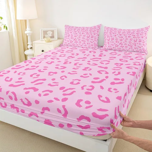 Miniatura 34 de Juego de sábanas con estampado de manchas de piel de cheetah abstracto, sábana bajera tamaño individual para niños, niñas y mujeres, decoración