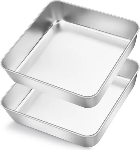 Miniatura 11 de Herogo Juego de 2 Moldes para Hornear Cuadrados de 8 x 8, Molde para Pastel Cuadrado Antiadherente para Horno, Juego de Utensilios para Hornear
