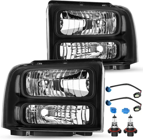 JSBOYAT Juego de faros con bombillas y arnés de reemplazo para Ford F250 F350 F450 F550 Super Duty 99-04 / Ford Excursion 00-04 lado del conductor y
