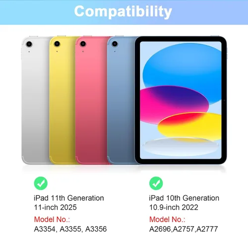 Miniatura 2 de SOPPY Funda con teclado Bluetooth y mouse para iPad de 11ª generación (A16) de 11 pulgadas 2025, 10ª generación de 10.9 pulgadas 2022, funda Azul