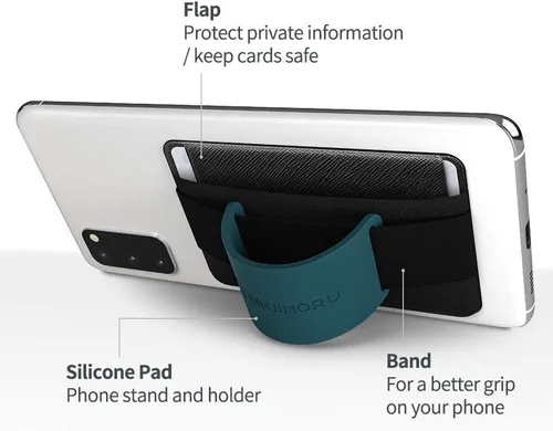 Miniatura 3 de Sinjimoru - Soporte para teléfono con agarre y tarjetero con soporte para teléfono, cartera adhesiva segura para iPhone con soporte con patas