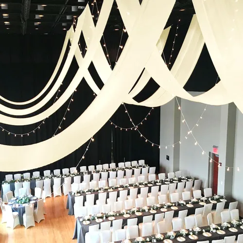 Miniatura 43 de 6 paneles de cortinas blancas para techo de boda, cortinas de techo de 5 x 10 pies, cortinas de tela transparente para arco de boda, cortinas