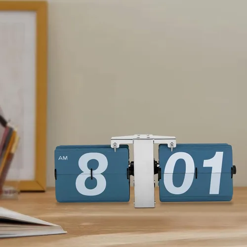 Miniatura 8 de Gdrasuya10 Reloj de escritorio digital de cuarzo, reloj abatible de pared y mesa, reloj abatible retro, reloj de pared con pantalla digital para Azul