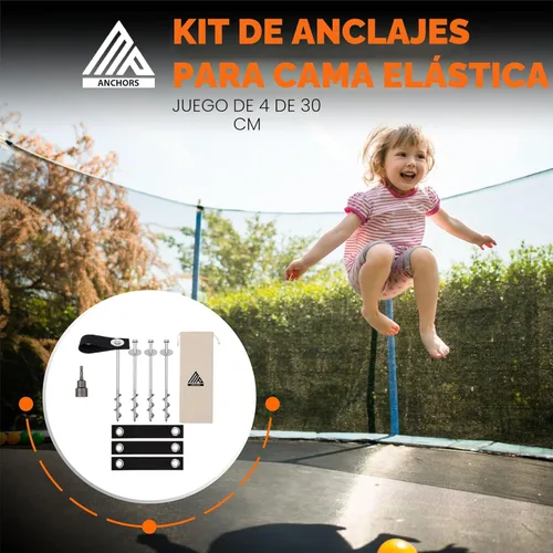 Miniatura 2 de Anclajes para Trampolín de Viento Fuerte Heavy Duty de 12" Juego de 4/6/8 con Correas, Broca de Taladro - Kit de Anclaje para Trampolín - Anclajes