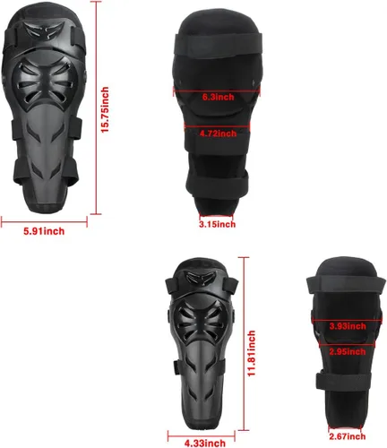 Miniatura 7 de GES Rodilleras para motocicleta – 4 rodilleras para adultos/coderas de motocicleta/almohadillas ajustables para rodilleras, protectores de codo