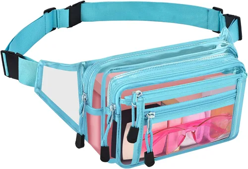 Riñonera transparente aprobada por estadios para mujeres, para el trabajo, bolsa de cintura multiusos para viajes y eventos deportivos, Aguamarina,
