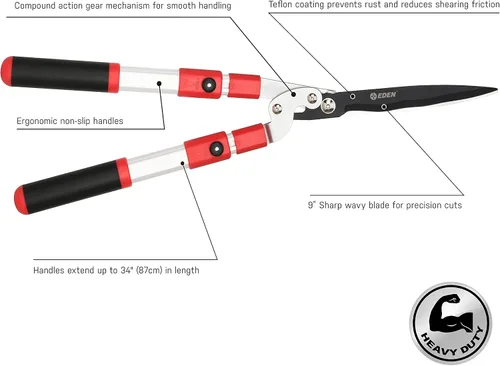 Miniatura 3 de Eden 39022 Tijeras extensibles para setos con hoja ondulada