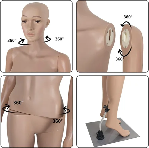 Miniatura 4 de Maniquí femenino de cuerpo completo con forma de vestido, soporte de 69 pulgadas ajustable, maniquí desmontable de plástico, cabeza de exhibición