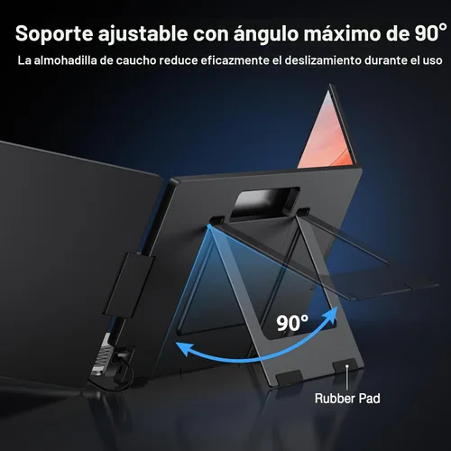 Miniatura 4 de KYY Extensor de pantalla para laptop de 15.6 pulgadas, monitor portátil FHD IPS de 1080P, un cable USB-C triple monitor, pantalla de viaje dual