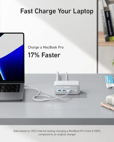 Miniatura 4 de Estación de carga Anker 525, regleta de alimentación USB C 7 en 1 para iPhone 13/14, cable de extensión de 5 pies con 3 AC, 2 USB A, 2 USB C, Negro