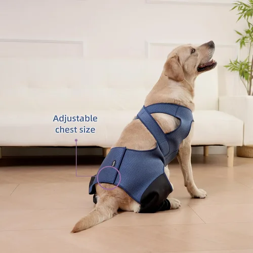 Miniatura 5 de Manga de recuperación de pierna trasera para perro, traje de recuperación transpirable para dejar de lamer y morder firme y seguro
