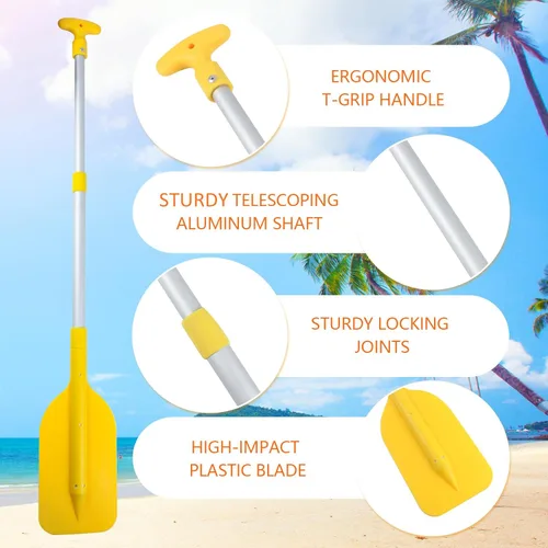 Miniatura 6 de Remo plegable telescópico para lancha antideslizante de plástico de aluminio, paquete de 2 flotadores de tubos pequeños, remos y accesorios de barco