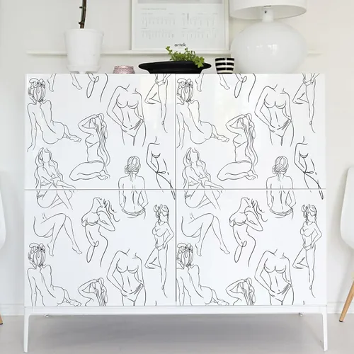 Miniatura 5 de Naked Laaaadies - Papel tapiz para despegar y pegar, formas gruesas de una mujer, arte impresionante, línea de cuerpo femenino, papel de pared