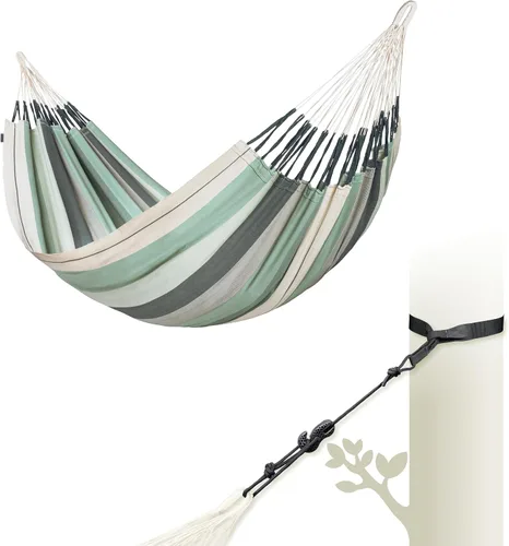 Miniatura 11 de LA SIESTA Modesta Hamaca de algodón orgánico, interior/exterior, dormitorio a patio trasero, hamaca de tela extragrande para 2, máximo 440 libras