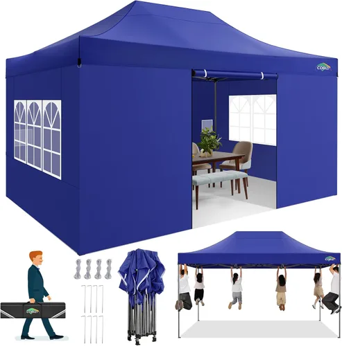 Miniatura 276 de COBIZI Tienda de campaña desplegable de 6.6 x 6.6 pies, toldo resistente, fácil de instalar, impermeable, para exteriores, fiestas, playa, jardín