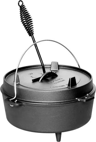 Miniatura 2 de EDGING CASTING Olla holandesa de hierro fundido pre-curada con tapa de sartén, olla profunda para acampar al aire libre para chimenea, cocina