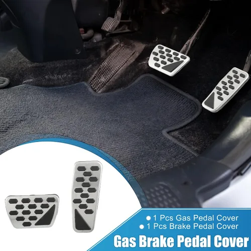 Miniatura 2 de Cubierta de pedal de freno de gas antideslizante para Jeep Wrangler JL 2018-2023 Gladiator JT 2020-2022 acero inoxidable tono plateado (juego de 1)
