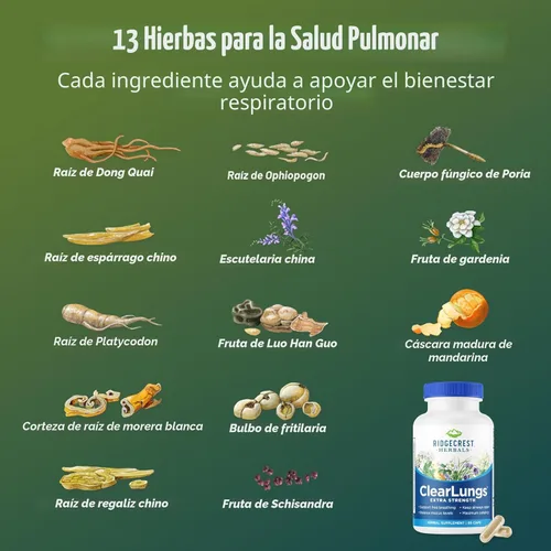 Miniatura 8 de RidgeCrest Herbals ClearLungs Extra Strength, suplemento de salud diaria, fórmula natural de bienestar pulmonar y nasal para apoyo bronquial
