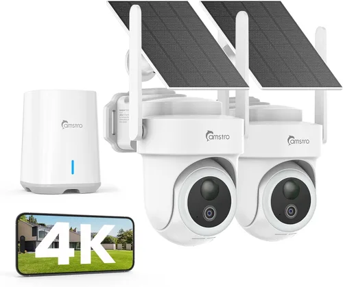 Cámaras de seguridad 4K inalámbricas para exteriores, sin suscripción, sistema de cámaras de seguridad PTZ de 360°, concentrador de almacenamiento