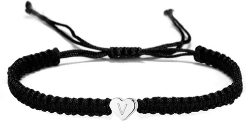 Personalized 26 Initial Bracelet Copper Heart Letter Woven Bracelet Dainty Heart Charm Bracelet Woven Bracelet for Men Women Girls Smart Watches
