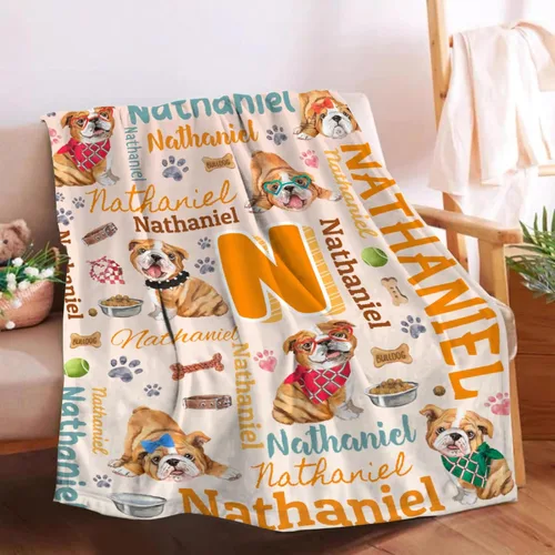 Miniatura 30 de Manta preescolar personalizada de bulldog para bebés, niños y niñas, sábanas de franela personalizadas súper suaves y ligeras, decoración para cuna