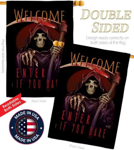 Miniatura 3 de Bandera Enter If You Dare House – Juego de bandera para otoño, Halloween, bruja, truco o trato, noche espeluznante, gato negro, temporada