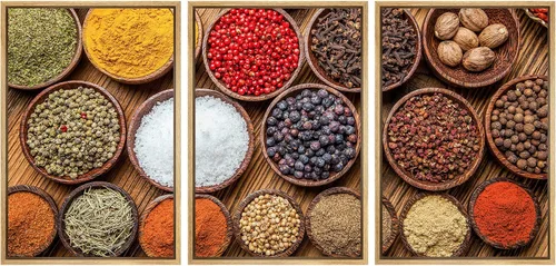 Miniatura 52 de wall26 Lienzo enmarcado para pared, juego de arte de hierbas, verduras y condimentos en madera, alimentos, fotografía cultural, realismo, paisaje