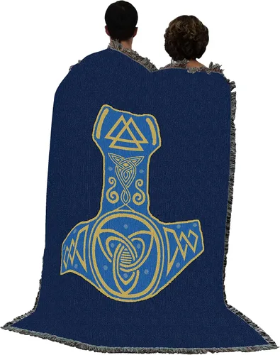Miniatura 3 de Pure Country Weavers Mjolnir - Manta de martillo de Thor, mitología nórdica, fantasía, símbolos antiguos, para regalo, manta tejida de algodón
