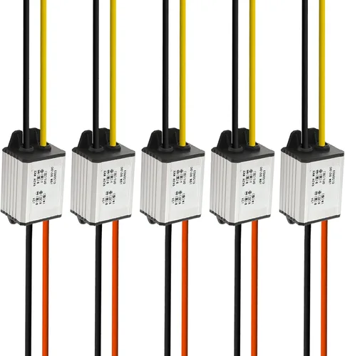 Miniatura 12 de 10 convertidores de 12 V a 5 V CC Voltaje de alimentación para automóvil, impermeable DC 6.3-22V 12V reductor a 5V 3A 15W Regulador de voltaje