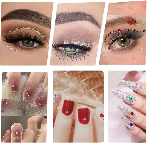 Miniatura 5 de 2064 calcomanías de diamantes de imitación, autoadhesivas, 4 colores, 12 hojas de diamantes de imitación para el cabello para hacer manualidades