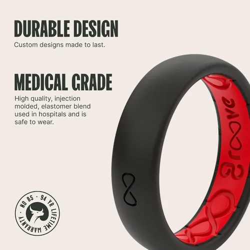 Miniatura 2 de Groove Life Anillo de boda de goma transpirable para mujer, diseño único, anillo de ajuste cómodo