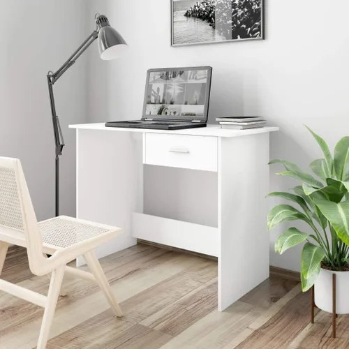 Escritorio blanco de 39.4 x 19.7 x 29.9 pulgadas, madera de ingeniería, escritorios de lectura, escritorios para computadora, mesa de escritorio,