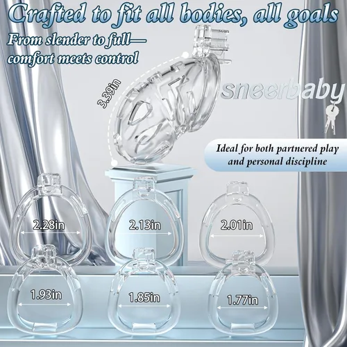 Miniatura 4 de Jaula de Castidad Masculina - Jaula de Polla de Silicona Suave con 6 Anillos Ajustables, Dispositivo de Bloqueo de Pene Ligero, Diseño Invisible