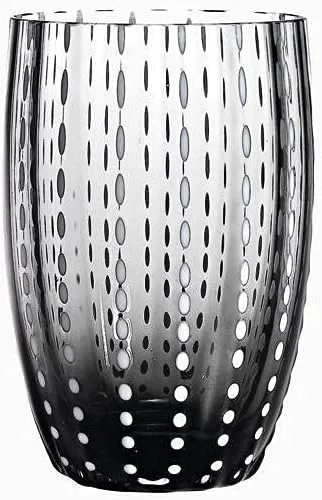 Zafferano PR00109 Perle Vaso hecho a mano, vidrio transparente de color, cl 32 h 4.291 in d 2.795 in-Set 6 Piezas-Gris