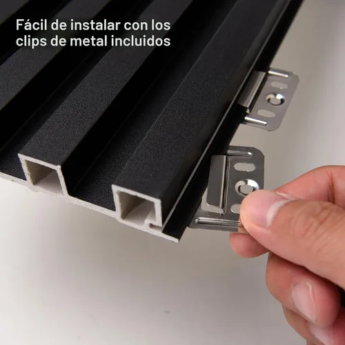 Miniatura 8 de Art3d Paquete de 8 paneles de pared de listones acústicos WPC de 96 x 6 pulgadas para decoración interior moderna, fondo de TV, sala de estar, negro